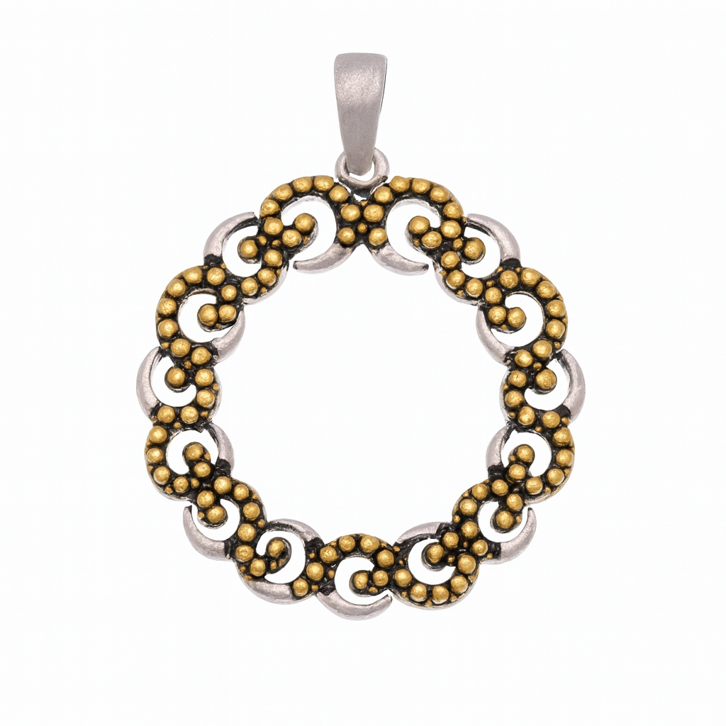 Clearance-High Polished 925 Sterling Silver Wreath Pendant -SPP00038