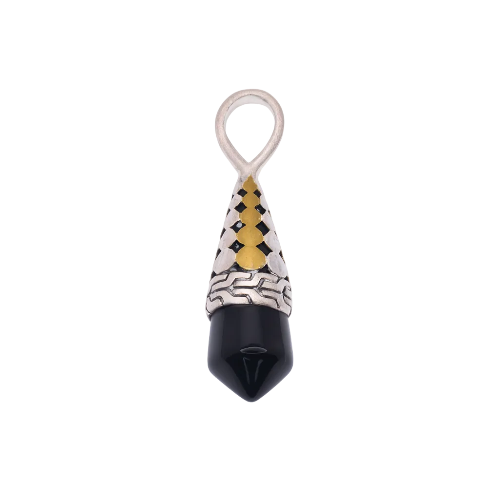 Clearance-Sterling Silver Two Tone Onyx Pendulum Pendant - SPP00049