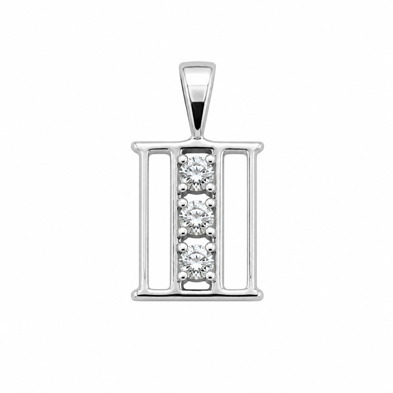 Rhodium Plated 925 Sterling Silver CZ Initial Charm Pendant-SPP00099