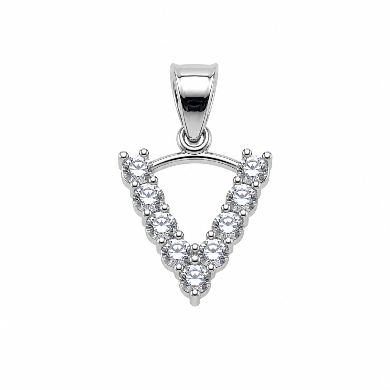 Rhodium Plated 925 Sterling Silver CZ Initial Charm Pendant-SPP00100