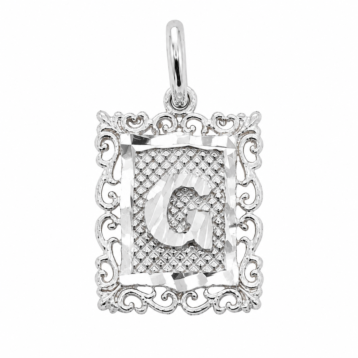925 Sterling Silver DC Framed Initial Charm Pendant -SPP00103