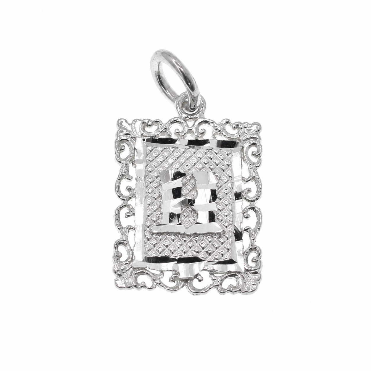 925 Sterling Silver DC Framed Initial Charm Pendant -SPP00103