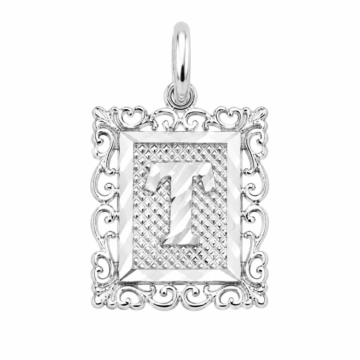 925 Sterling Silver DC Framed Initial Charm Pendant -SPP00103