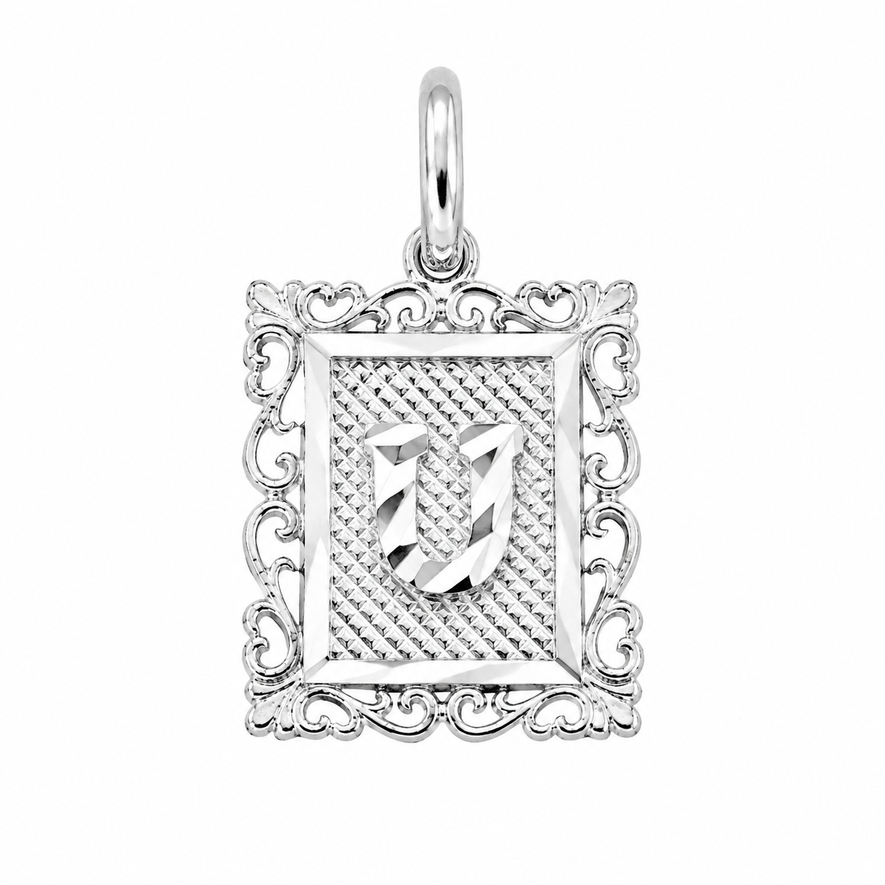 925 Sterling Silver DC Framed Initial Charm Pendant -SPP00103