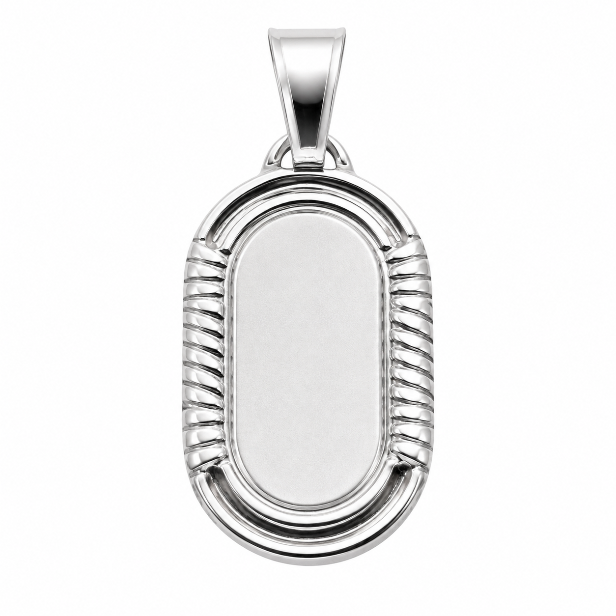 925 Sterling Silver Oval Engravable Oval ID Tag Pendant- SPP00119