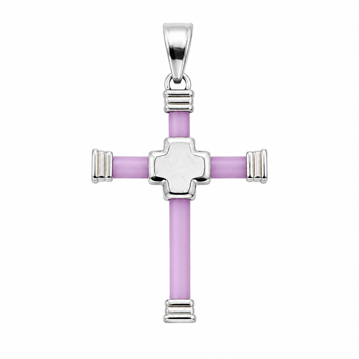 925 Sterling Silver Fuchsia Silicon Cross- SPP00120