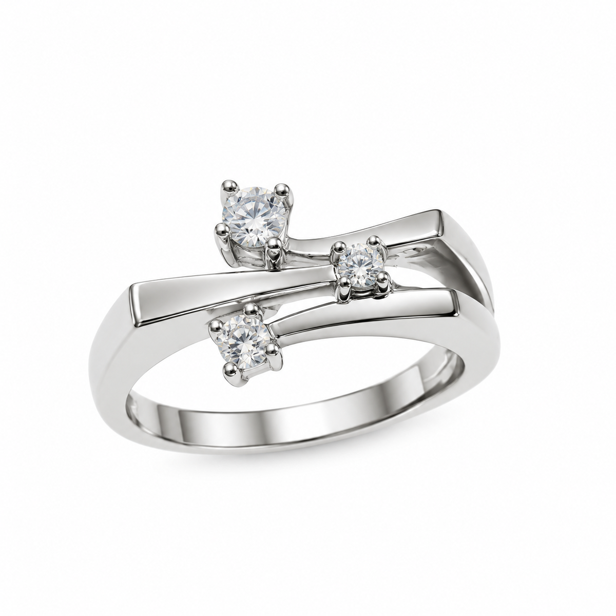 Final Price-Rhodium Plated 925 Sterling Silver CZ Accent Wrap Ring- SPR00028