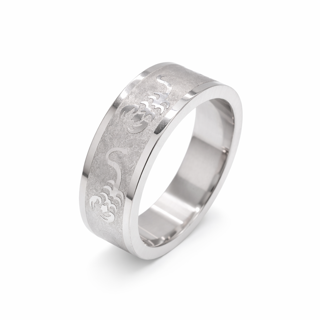 Rhodium Plated Stainless Steel Brushed Scorpion Men's Ring- SRB0029