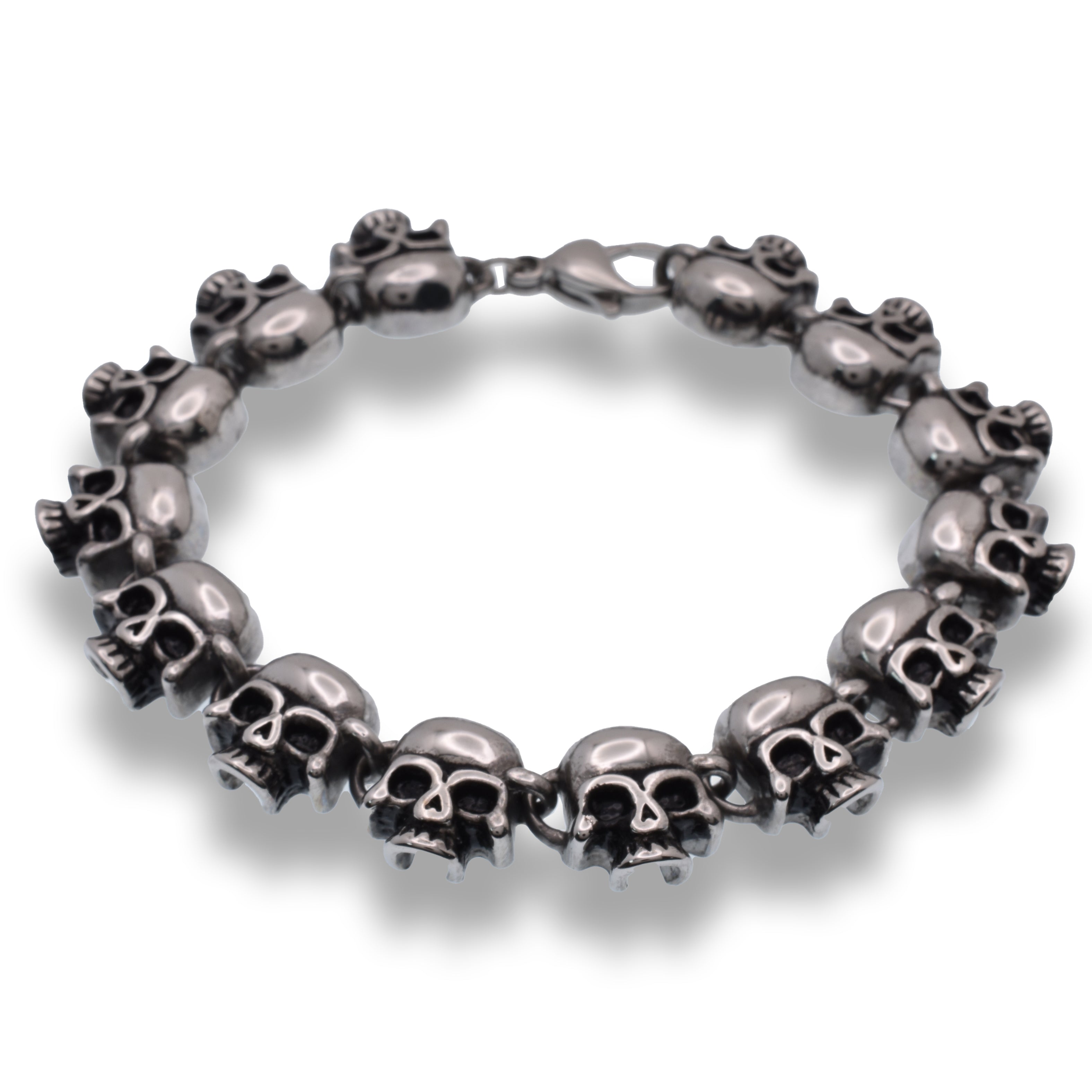Pulsera de calavera de acero inoxidable rodiado - SSB00187