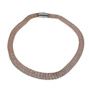 Stainless Steel Rose Gold Color Mesh Crystal Inserts 7mm Magnetic Necklace - SSC00024