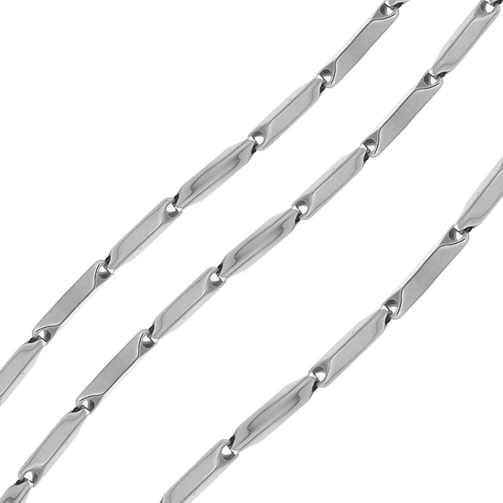 Rhodium Plated Stainless Steel 5 MM Bullet Link Chain Necklace - SSC006