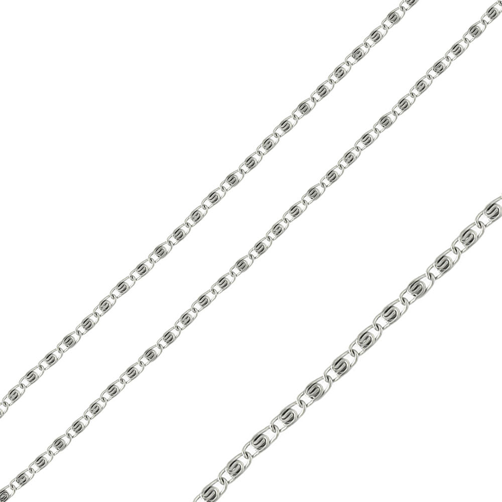 Rhodium Plated Stainless Steel 1.9MM Paperclip Vale Link Chain Necklace - SSC007