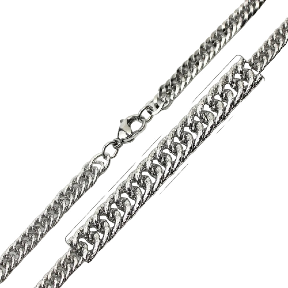 Plated Stainless Steel 5.5 Pave Cuban Link Chain Necklace - SSC032
