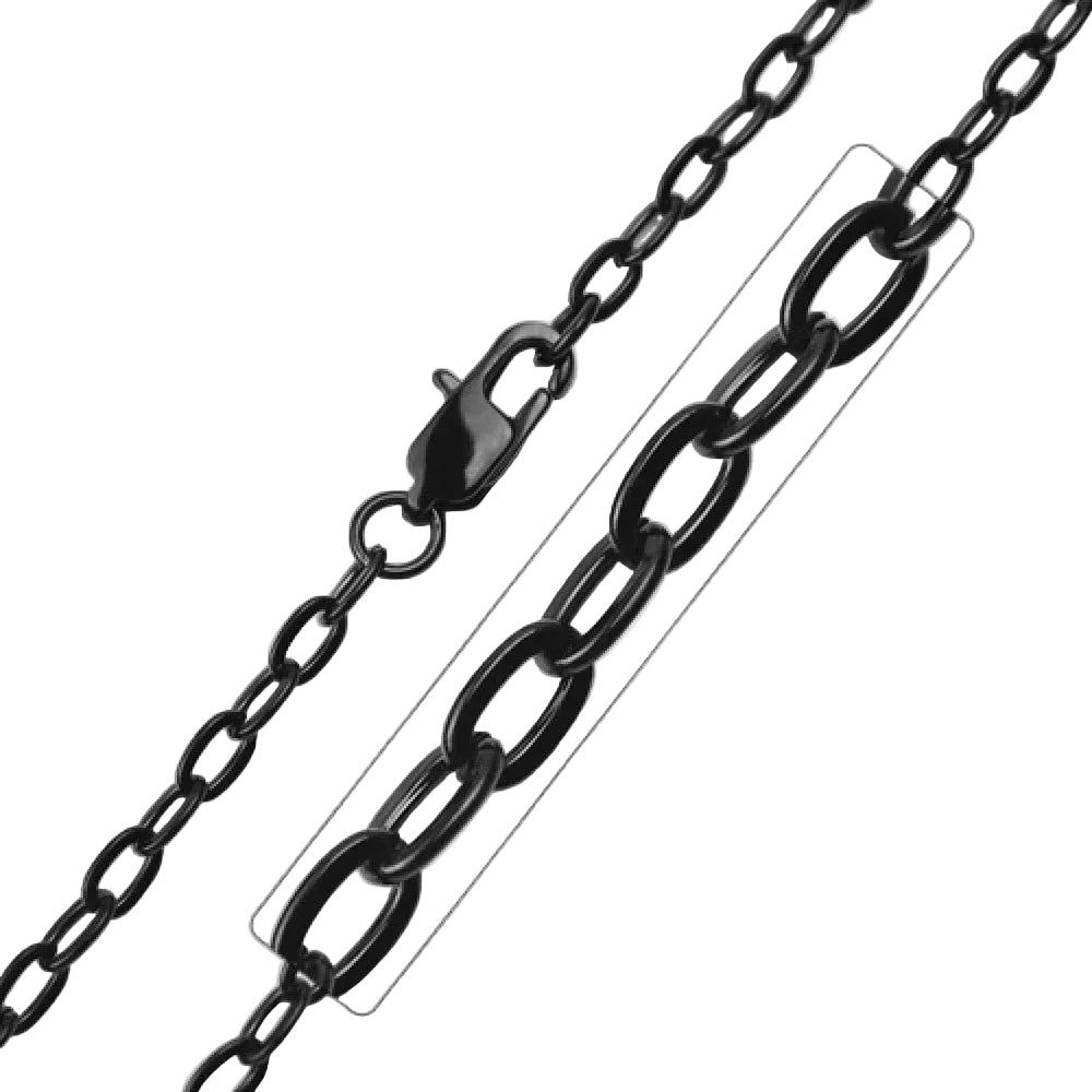 Black Rhodium Stainless Steel 5.4 MM Link Chain Necklace - SSC031BLK