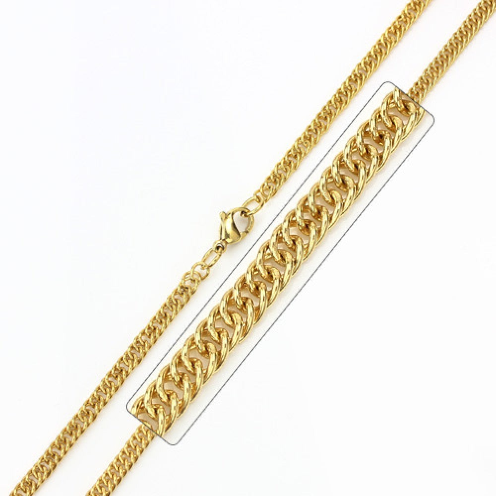 Plated Stainless Steel 2.8 MM Double Cuban Link Chain Necklace - SSC034