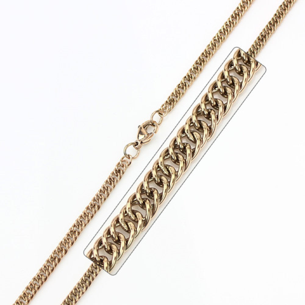 Plated Stainless Steel 2.8 MM Double Cuban Link Chain Necklace - SSC034