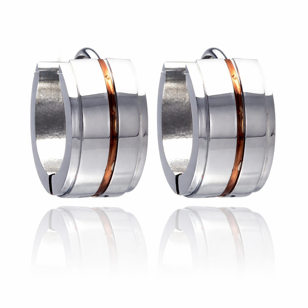 Rose Gold & Rhodium Plated Stainless Steel Huggie Earring - SSE00002