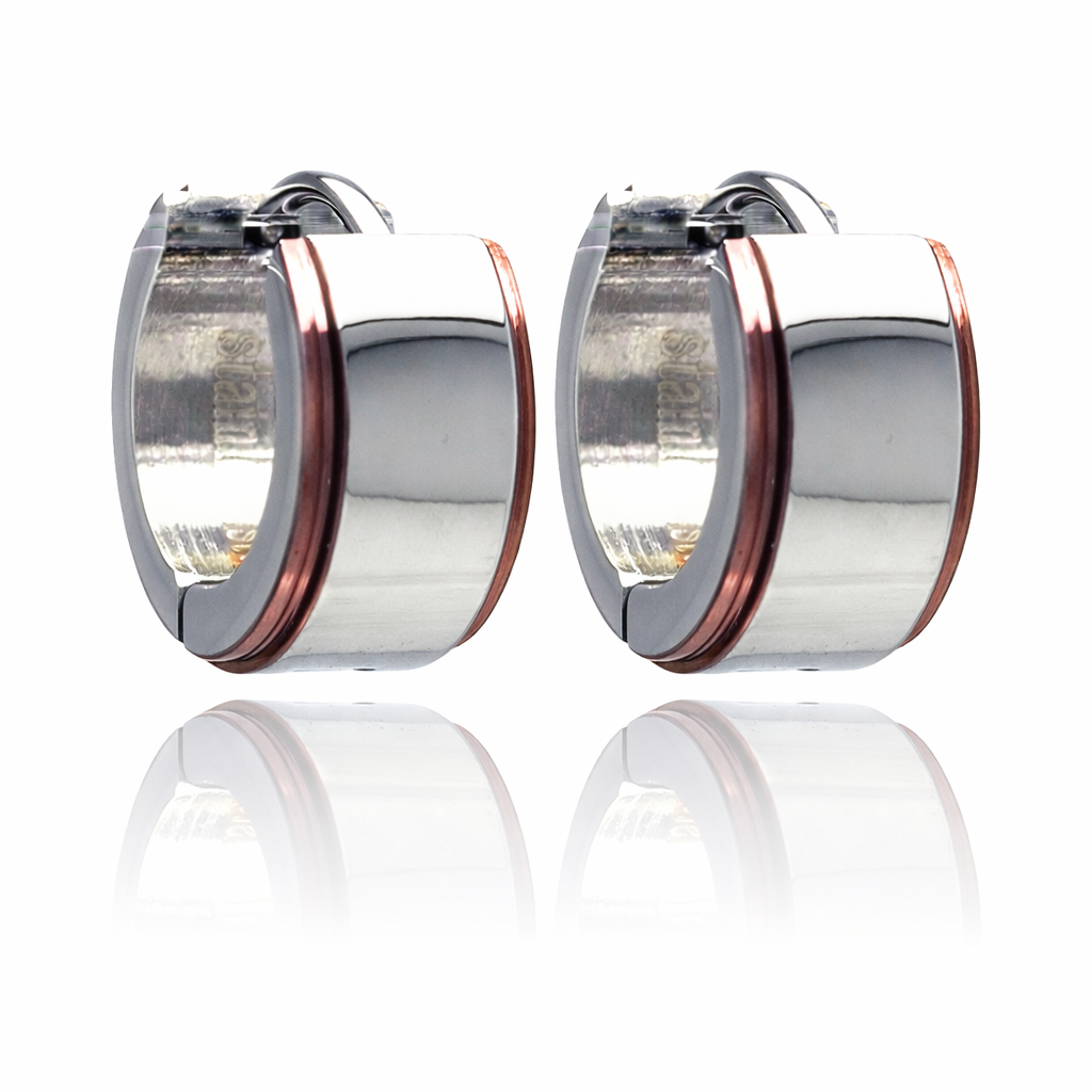 Rose Gold & Rhodium Plated Stainless Steel Huggie Earring - SSE00003