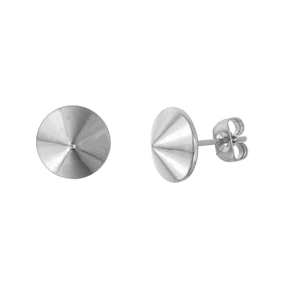 Plated Stainless Steel Large Spiked Stud Earrings - SSE00103