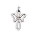 Rhodium Plated Stainless Steel Butterfly Cross Pendant - SSP00040