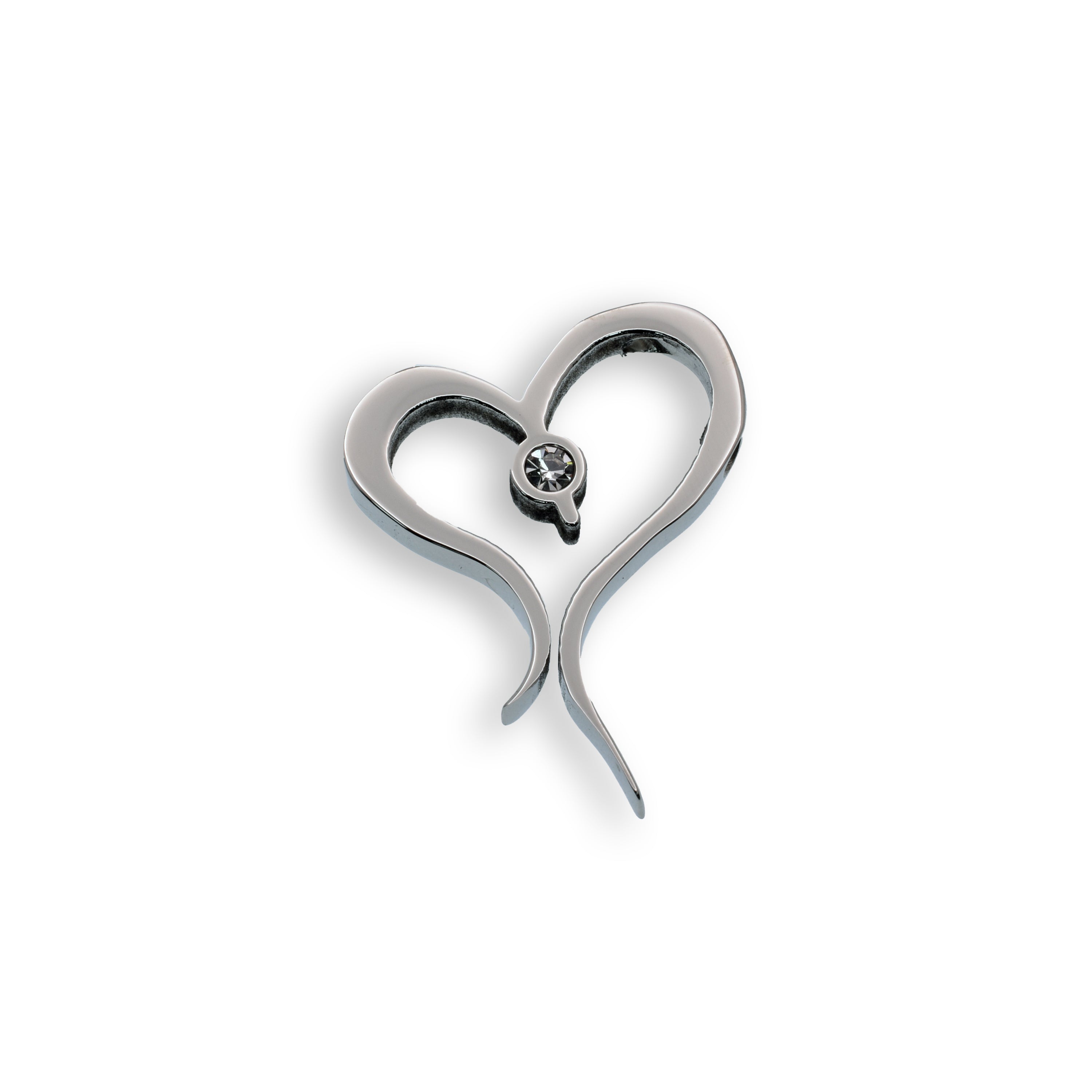 Colgante de acero inoxidable rodiado con circonita cúbica en forma de corazón - SSP00051