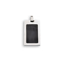 Rhodium Plated Stainless Steel Black Inlay Rectangle Pendant - SSP00062