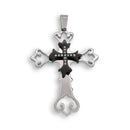 Rhodium & Black Plated Stainless Steel Clear CZ Cross Pendant - SSP00103