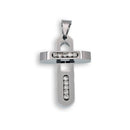 Rhodium Plated Stainless Steel Cross Clear CZ Pendant - SSP00105