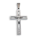 Rhodium Plated Stainless Steel  Cross Clear CZ  Pendant - SSP00106