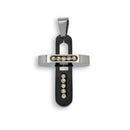 Rhodium & Black Plated Stainless Steel Clear CZ Cross Pendant - SSP00111