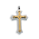 Gold & Rhodium Plated Stainless Steel Double Layered Cross W/Screw Accent Pendant - SSP00127