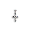 Rhodium Plated Stainless Steel Mini CZ Bezel Cross Pendant - SSP00133