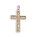 Two Tone Gold & Rhodium Plated Stainless Steel Abstract Shimmer Jesus Crucifix Pendant - SSP00137
