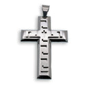Rhodium Plated Stainless Steel Greek Key Cross Pendant - SSP00156