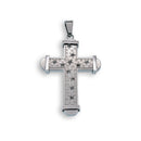 Rhodium Plated Stainless Steel CZ Multi Star Cross Pendant - SSP00165