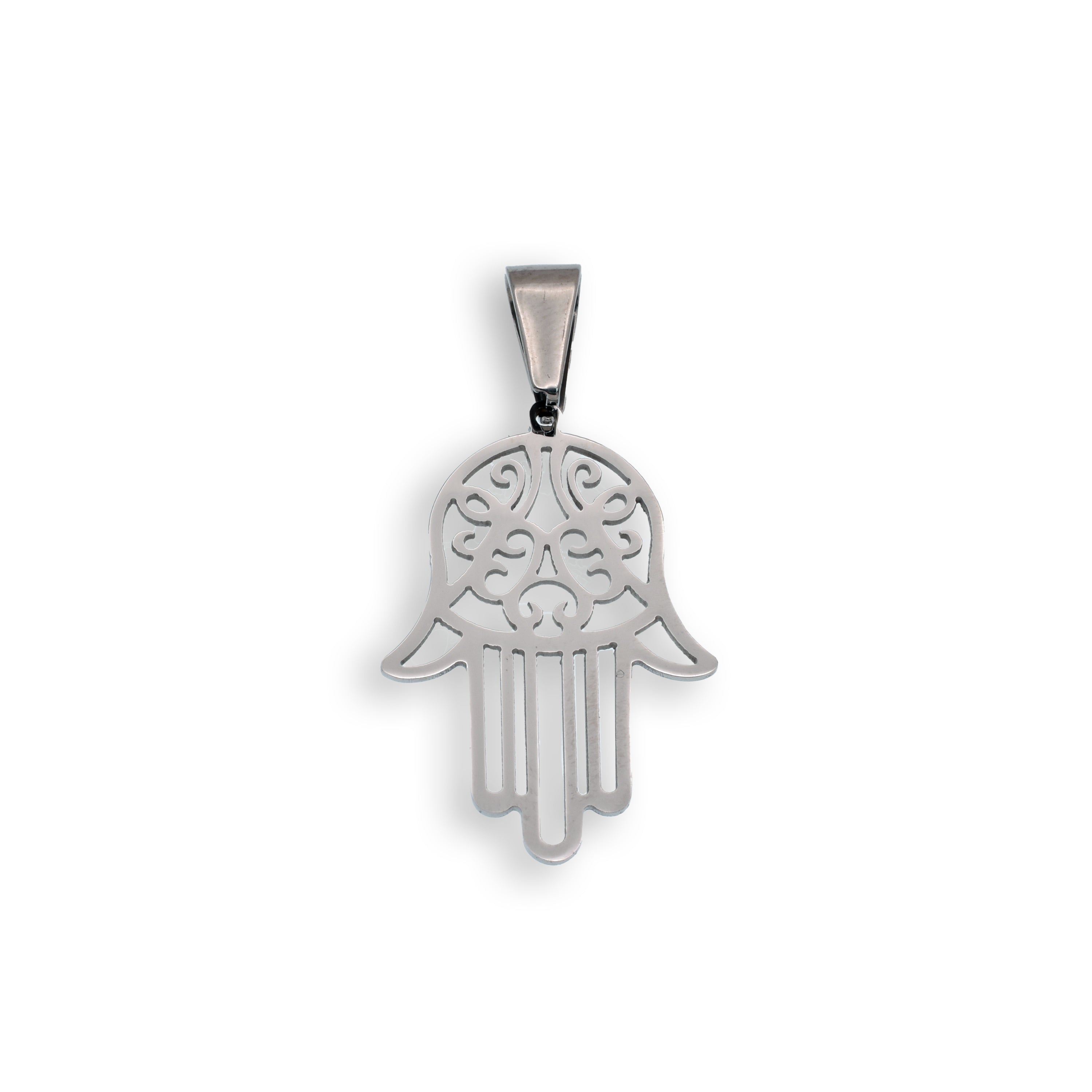 Colgante de Hamsa de acero inoxidable rodiado - SSP00339