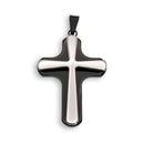 Black & Rhodium Plated Stainless Steel Cross Pendant - SSP00341