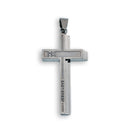 Rhodium Plated Jesus Loves  Matte Triple Cross Pendant - SSP00355