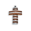 Rhodium Plated Stainless Steel & Wood Block Cross Pendant - SSP00374