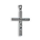 Rhodium Plated Stainless Steel Jesus Crucifix Cross Pendant - SSP00376SM