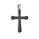 Black Rhodium Stainless Steel CZ Cross Pendant - SSP00384