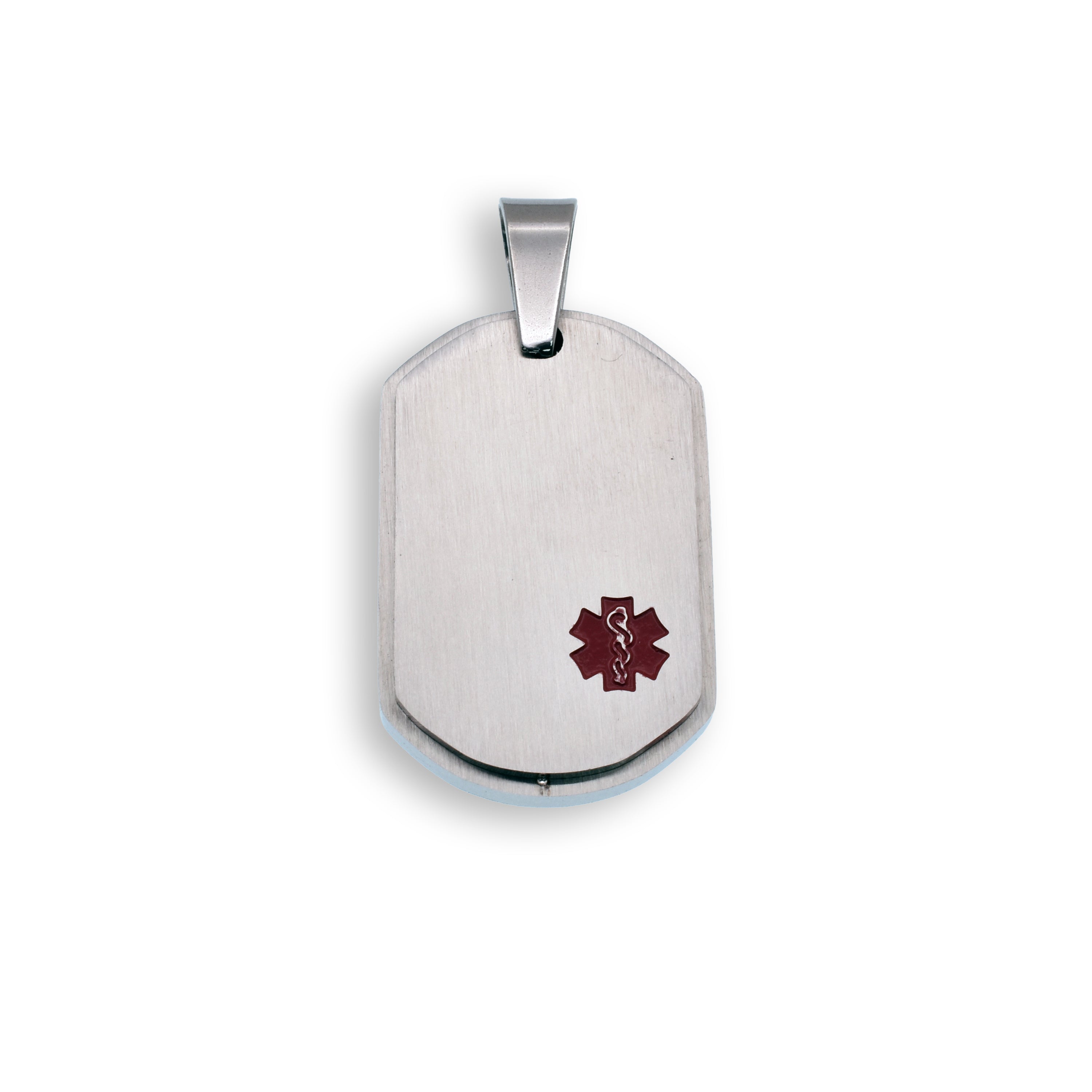 Colgante de placa de identificación médica grabable de acero inoxidable rodiado - SSP00477