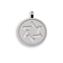 Rhodium Plated Stainless Steel Star of David Round Pendant - SSP00503