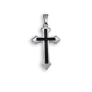 Black Rhodium Plated Stainless Steel Black Inlay Cross Pendant - SSP00511