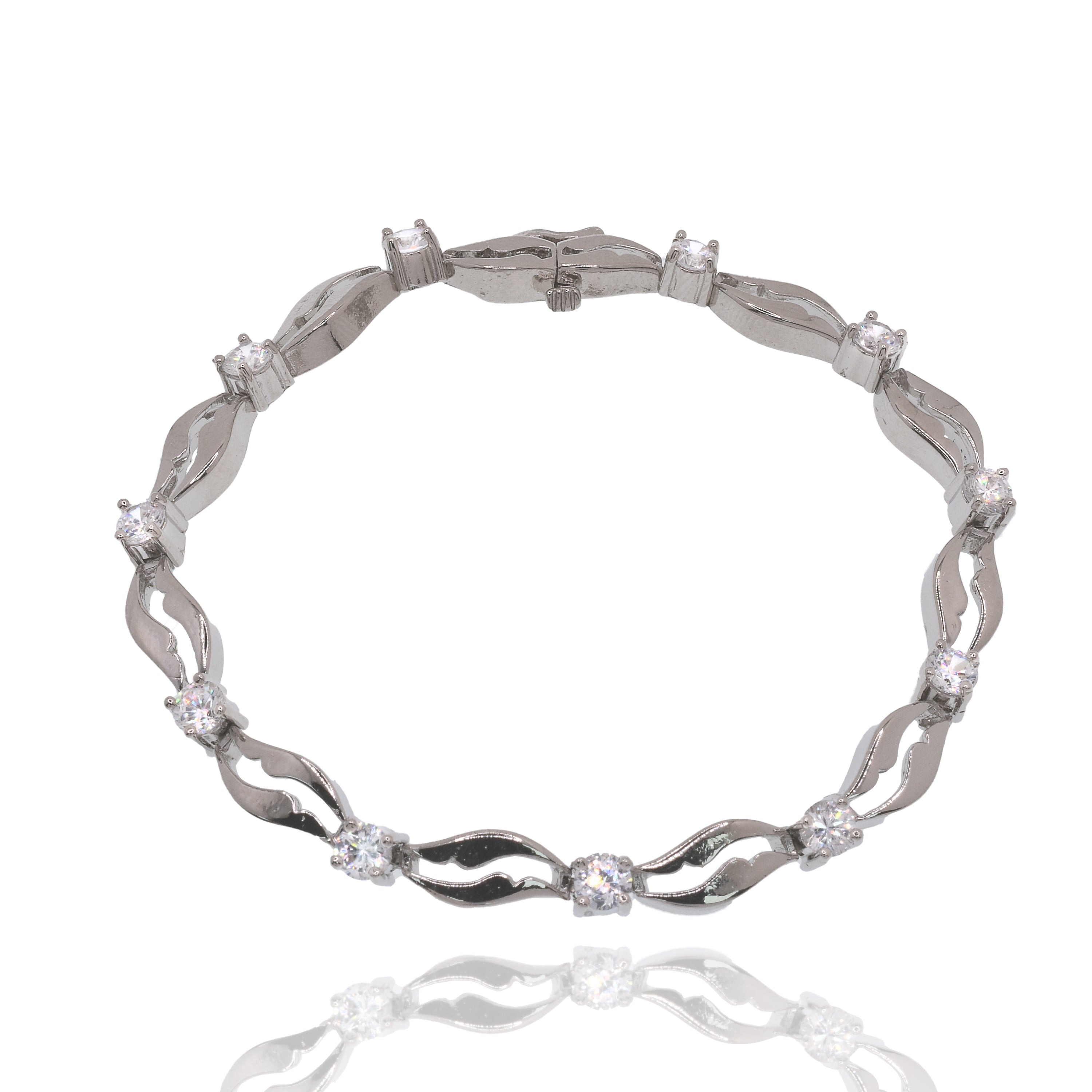 Pulsera de tenis de plata de ley 925 rodiada con piedra baguette de 4,8 mm - STB00627