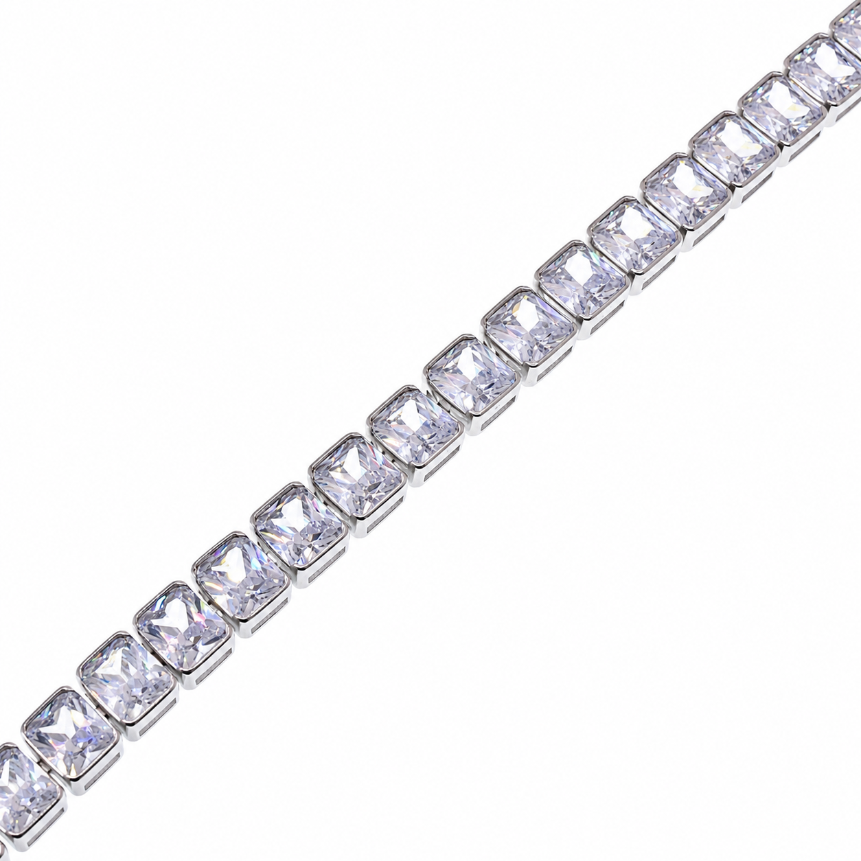 Pulsera de tenis rectangular de 12 mm con circonitas cúbicas en plata de ley 925 rodiada - STB00545RH