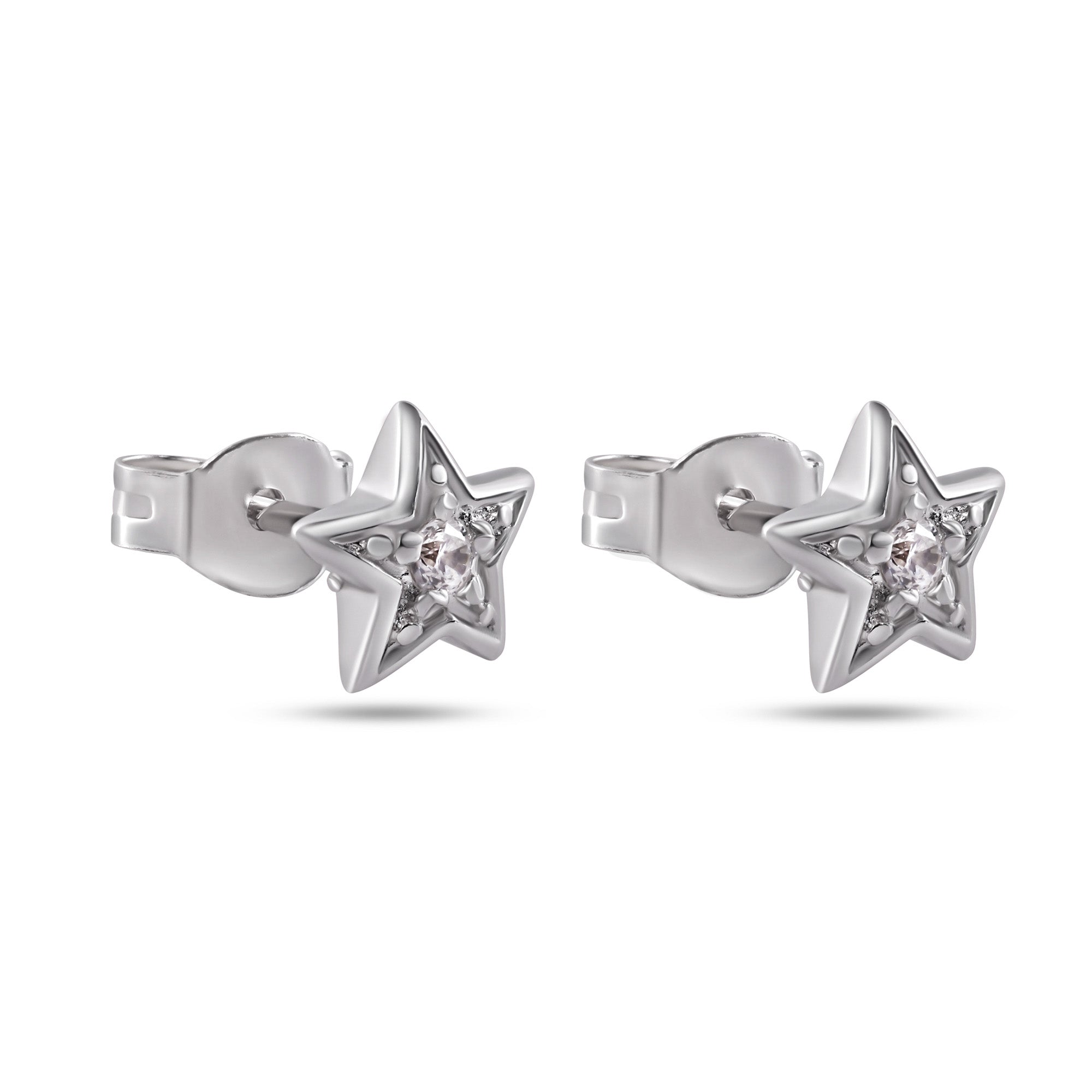Silver 925 Rhodium Plated CZ Earrings - STE00003