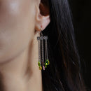 Clearance-Silver 925 Rhodium Plated Multicolor CZ Wire Dangling Hook Earrings - STE00142