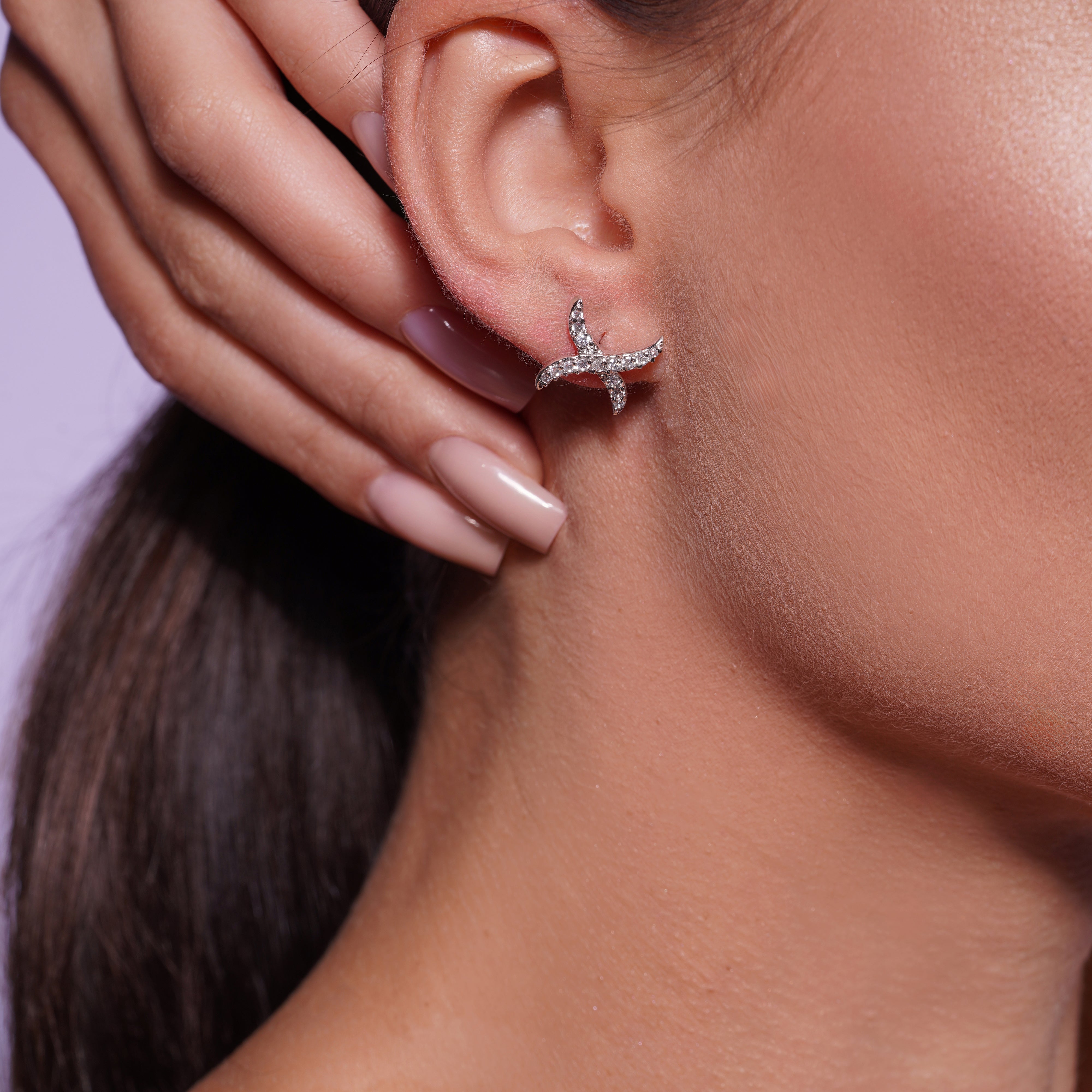 Pendientes de plata 925 chapados en rodio con curvas X CZ - STE00241