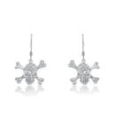 Pendientes de gancho colgantes con circonita cúbica y calavera pirata chapada en rodio en plata 925 - STE00537
